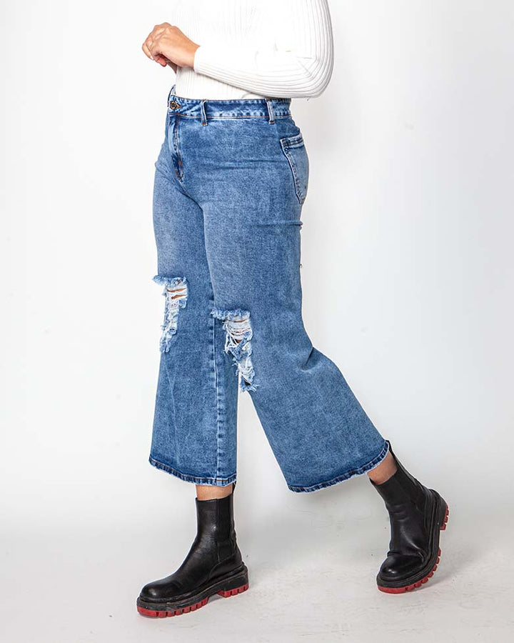 Jeans culotte distroyer