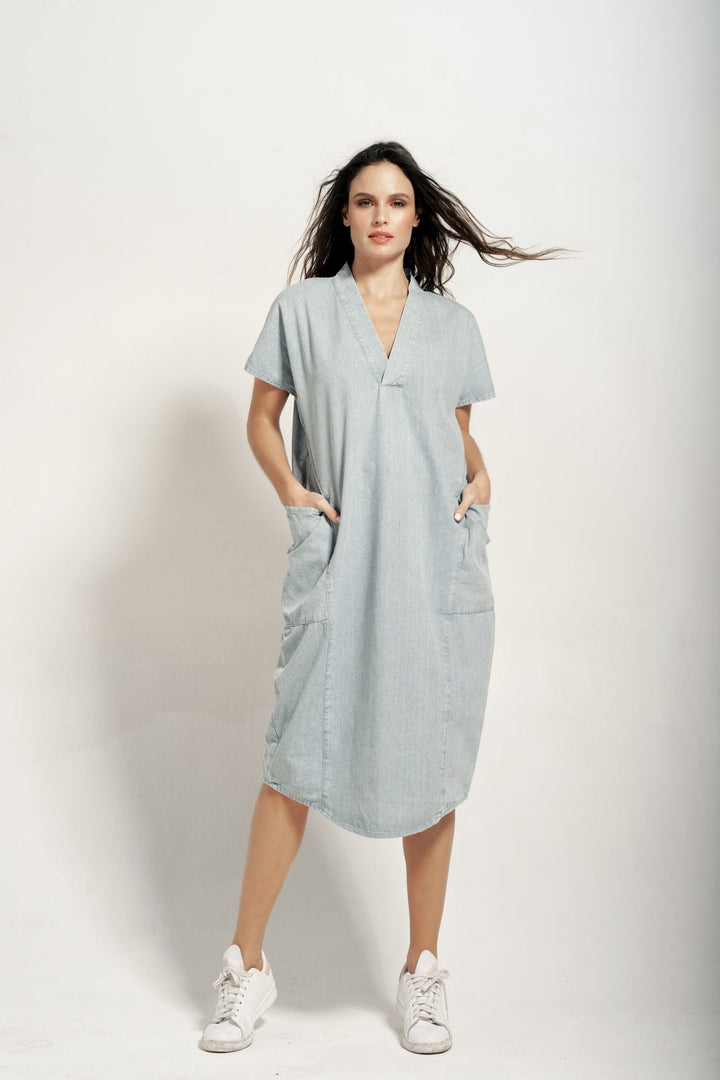 Vestido Globo Denim Celeste