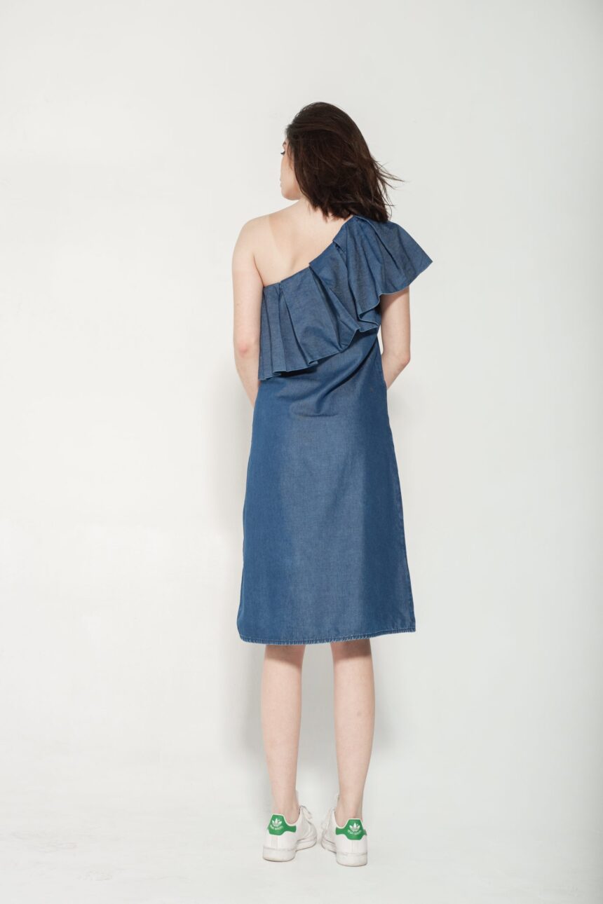 Vestido Volados Denim Azul