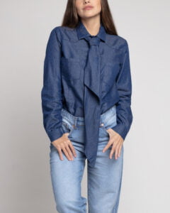 Blusa Denim Corbatin