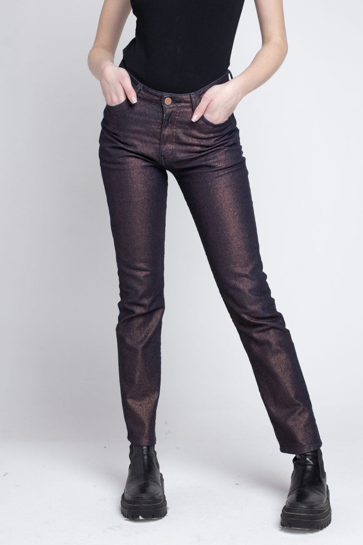 Jeans Metalizado Cobre Slim